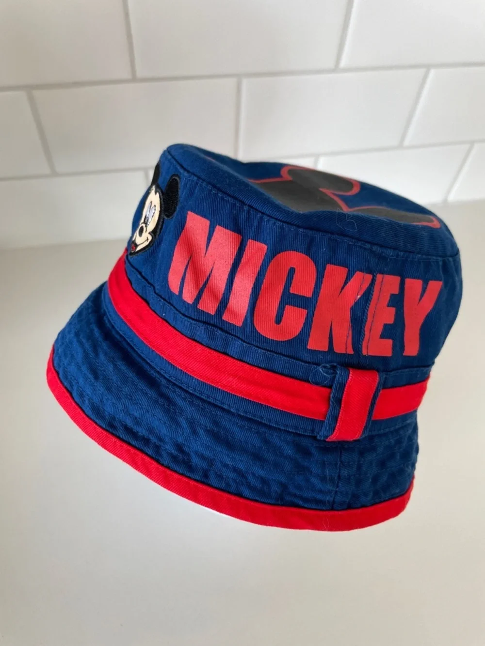 Disney Mickey Embroidered Navy and Red Kids Bucket Hat • OSFM